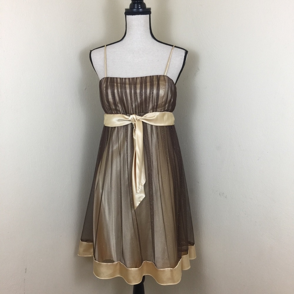 EUC 🔆Eureka 🔆Sparkling Dress. Brown/Gold. Sz L.